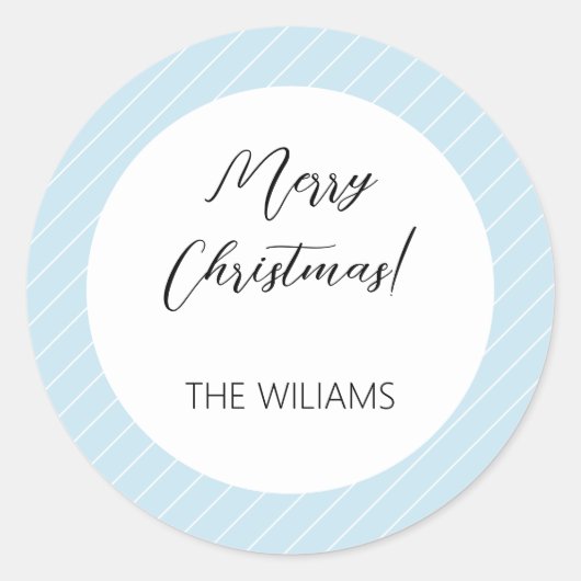 Kerstmis Baby Blauw Eenvoudig Modern Geometrisch Ronde Sticker (Voorkant)