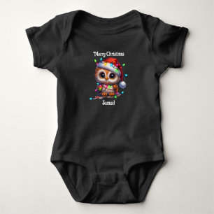 Kerstmis baby body met uilontwerp T-Shirt