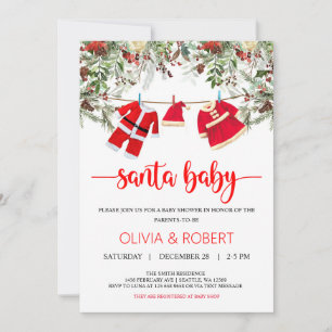 Kerstmis Baby Borrel, Kerst Baby Shower Uitnodigin Feestdagenkaart