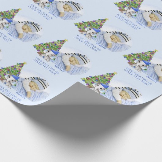 Kerstmis Baby Boy Foto Olifant Gepersonaliseerd Cadeaupapier (Hoek)