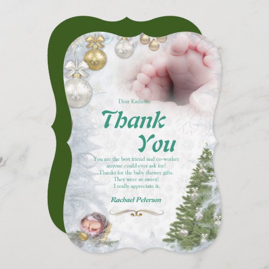 Kerstmis Baby Dank je wel Kaart (Voorkant / Achterkant)