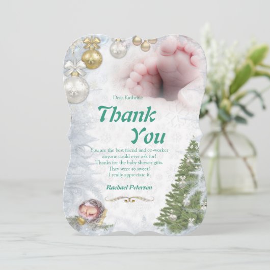 Kerstmis Baby Dank je wel Kaart (Staand voorkant)