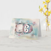 Kerstmis Baby Dieren Pinguïn Vakantie Groet Kaart (Gele Bloem)