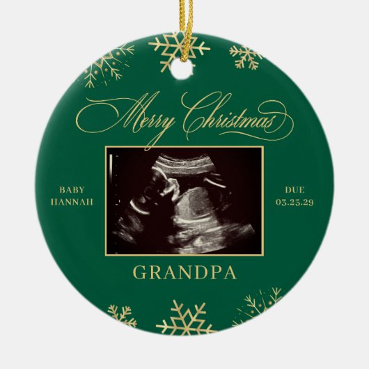 Kerstmis Baby Echogram Opa Oma Echografie Keramisch Ornament (Voorkant)