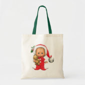 Kerstmis Baby Elf en Teddy Tote Bag (Voorkant)