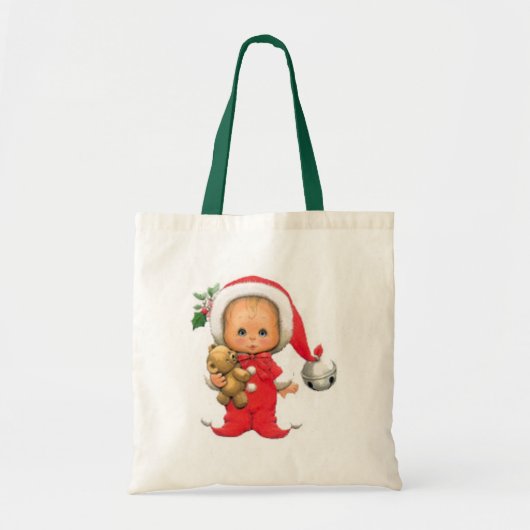 Kerstmis Baby Elf en Teddy Tote Bag (Voorkant)