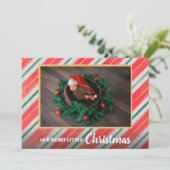 Kerstmis Baby Foto geboorteaankondigingen Feestdagenkaart (Staand voorkant)