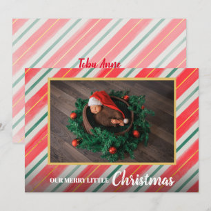 Kerstmis Baby Foto geboorteaankondigingen Feestdagenkaart