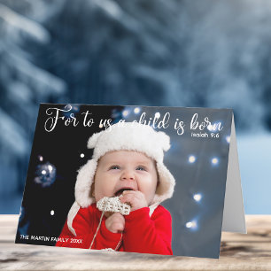 Kerstmis Baby Foto Religieuze Bijbel Verse Folded Feestdagen Kaart