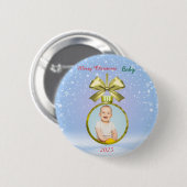 Kerstmis Baby Foto Ronde Button 5,7 Cm (Voorkant /achterkant)