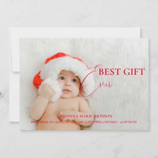 Kerstmis baby geboorte aankondiging & Dank u kaart (Voorkant)