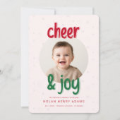 Kerstmis Baby Geboorte Aankondiging Vreugde en Ker (Voorkant)