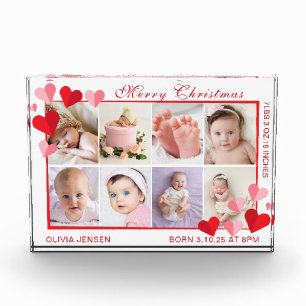Kerstmis Baby Geboorte Stats 4 Foto Rode hart