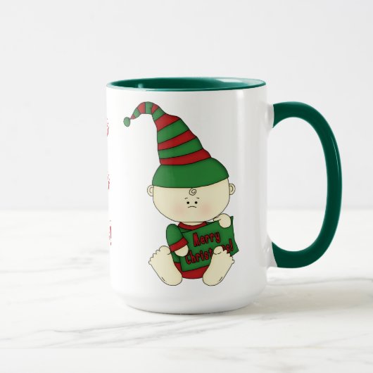 Kerstmis, Baby-groen+rood Mok (Rechts)