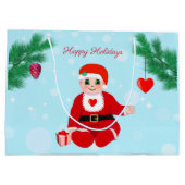 Kerstmis, baby, harten en pijnbomen groot cadeauzakje (Achterkant)