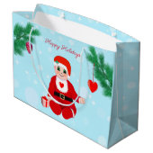 Kerstmis, baby, harten en pijnbomen groot cadeauzakje (Achterkant Gekanteld)