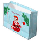 Kerstmis, baby, harten en pijnbomen groot cadeauzakje (Voorkant Gekanteld)