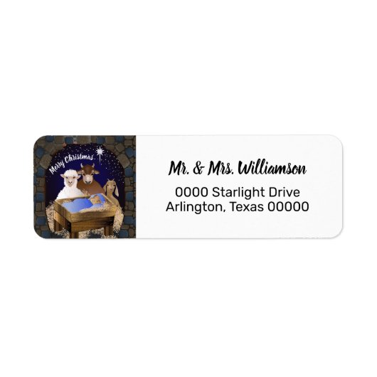 Kerstmis Baby Jesus Etiket (Voorkant)