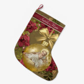 Kerstmis Baby Jesus Gold Ornament Floral Grote Kerstsok (Voorkant (Hangend))