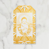 KERSTMIS BABY JESUS GOUDEN Folie Cadeau Label (Voorkant)
