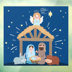 Kerstmis Baby Jesus Natitivity Window Cling Raamsticker