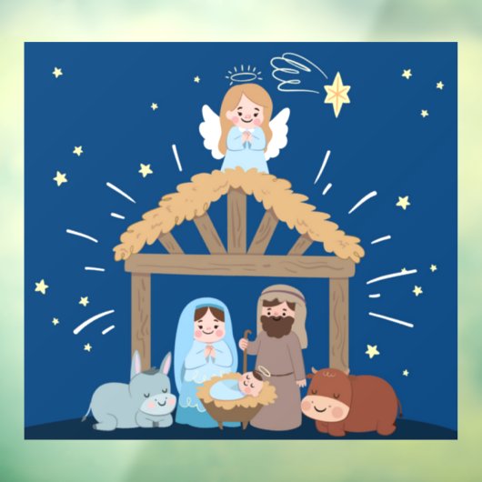 Kerstmis Baby Jesus Natitivity Window Cling Raamsticker (Vel 3)