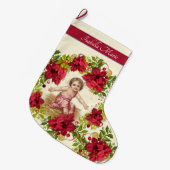 Kerstmis Baby Jesus Pointsettia Wreath Grote Kerstsok (Voorkant (Hangend))