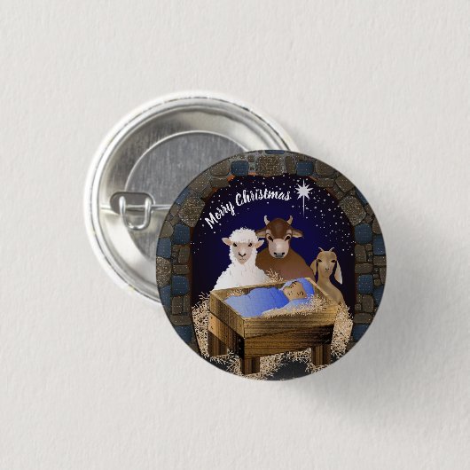 Kerstmis Baby Jesus Ronde Button 3,2 Cm (Voorkant /achterkant)