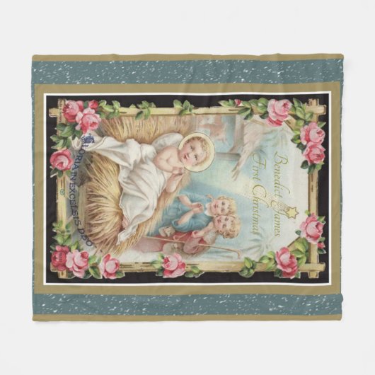 Kerstmis Baby Jezus Rozen Fleece Deken (Voorkant (Horizontaal))