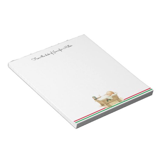 Kerstmis Baby Jezus script Jouw naam cadeautje toe Notitieblok (Schuin)
