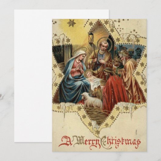 Kerstmis Baby Jezus vintage Feestdagenkaart (Voorkant / Achterkant)