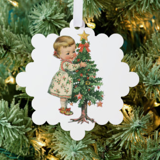Kerstmis Baby Meisje Ornament Kaart