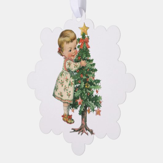 Kerstmis Baby Meisje Ornament Kaart (Links)