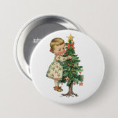 Kerstmis Baby Meisje Ronde Button 7,6 Cm (Voorkant /achterkant)