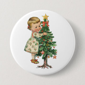 Kerstmis Baby Meisje Ronde Button 7,6 Cm