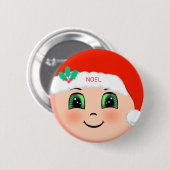 Kerstmis baby met gelukkig gezicht ronde button 5,7 cm (Voorkant /achterkant)