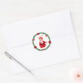 Kerstmis baby met vrolijk gezicht en pijnlijk haar vierkante sticker (Envelop)
