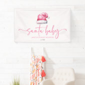 Kerstmis Baby Roze Hoed Kerstvakantie Baby Shower Spandoek (Insitu)