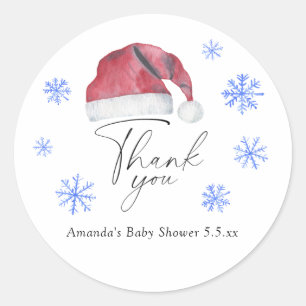 Kerstmis baby shower - Dank je kaart Ronde Sticker