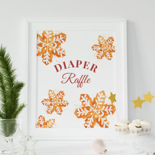 Kerstmis Baby shower Diaper Raffle Sign Poster
