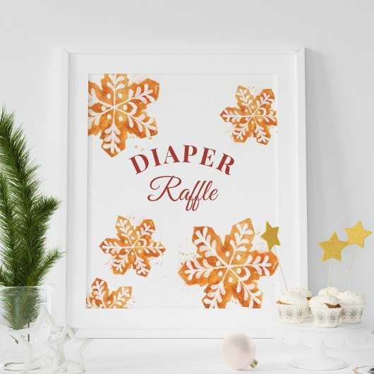 Kerstmis Baby shower Diaper Raffle Sign Poster