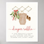 Kerstmis Baby shower Diaper Raffle Sign Poster (Voorkant)