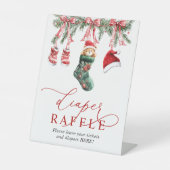 Kerstmis Baby shower Diaper Raffle Sign Reclamebord Met Voetstuk (Voorkant)