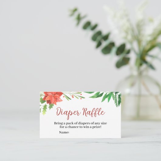 Kerstmis Baby shower Diaper Raffle Sign Visitekaartje (Staand voorkant)
