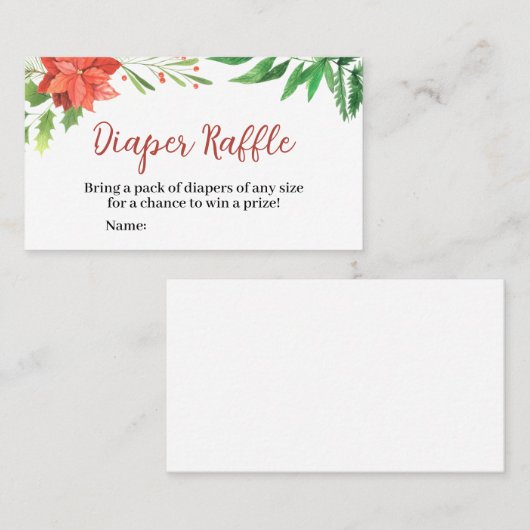 Kerstmis Baby shower Diaper Raffle Sign Visitekaartje (Voorkant / Achterkant)