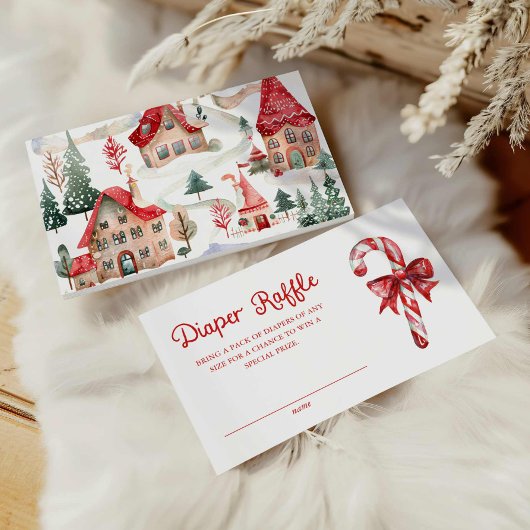 Kerstmis Baby shower Diaper Raffle Ticket Informatiekaartje