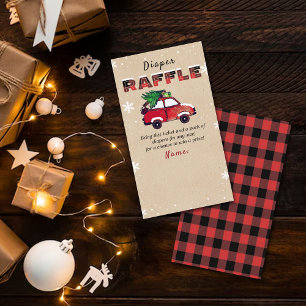 Kerstmis Baby shower Diaper Raffle Ticket Informatiekaartje