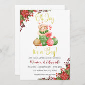 Kerstmis Baby shower Het is een Jongen Uitnodiging (Voorkant / Achterkant)