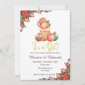 Kerstmis Baby shower Het is een meisjesuitnodiging Kaart (Voorkant)