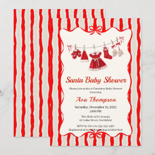 Kerstmis Baby Shower Kleren van de Kerstman Rood Kaart